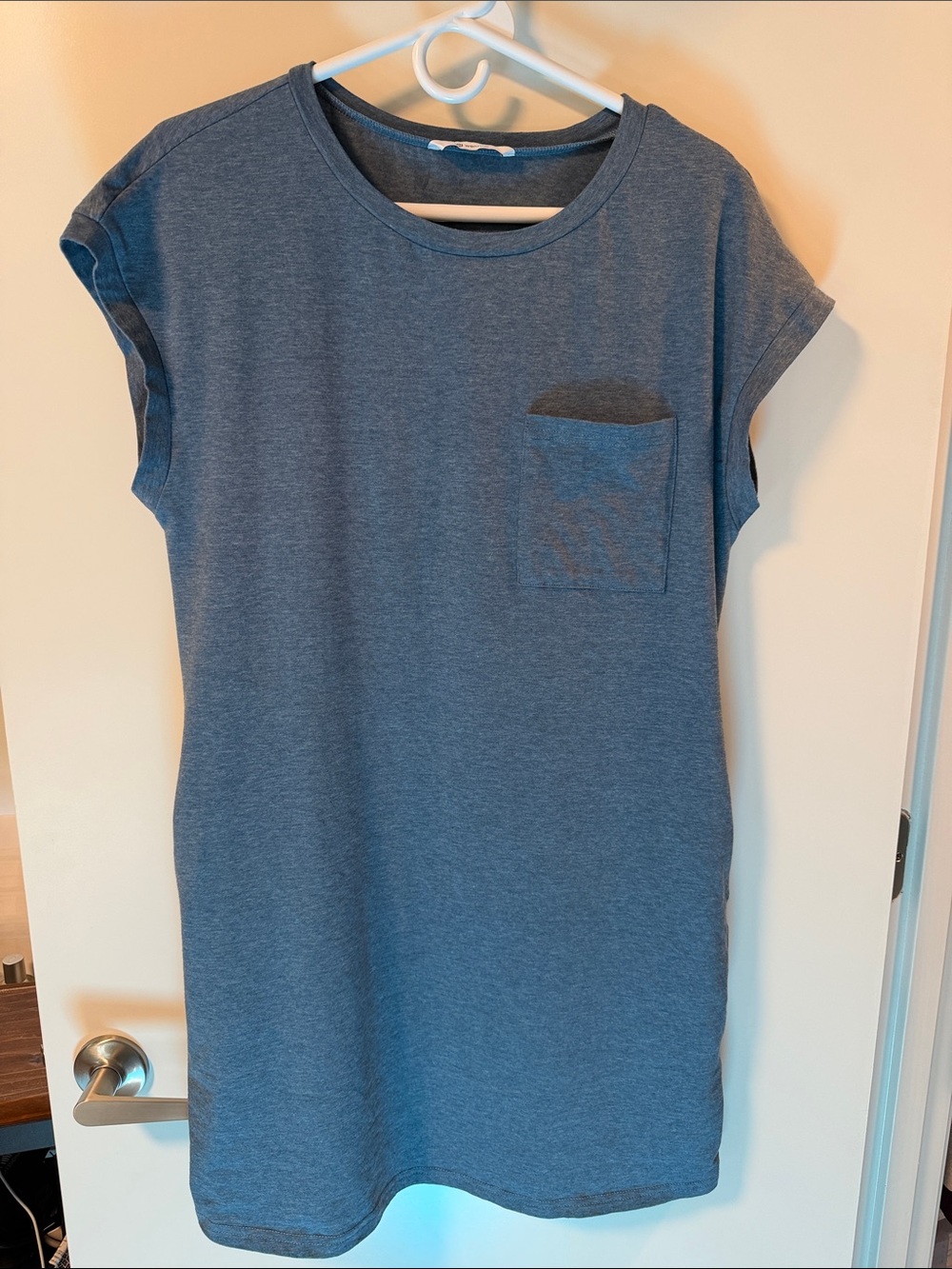 Casual Pocket T-Shirt Dress - Blue